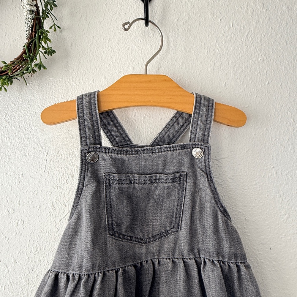 H&M Toddler Girl Gray Denim Overall Dress Size 18 Months - Picture 3 of 5